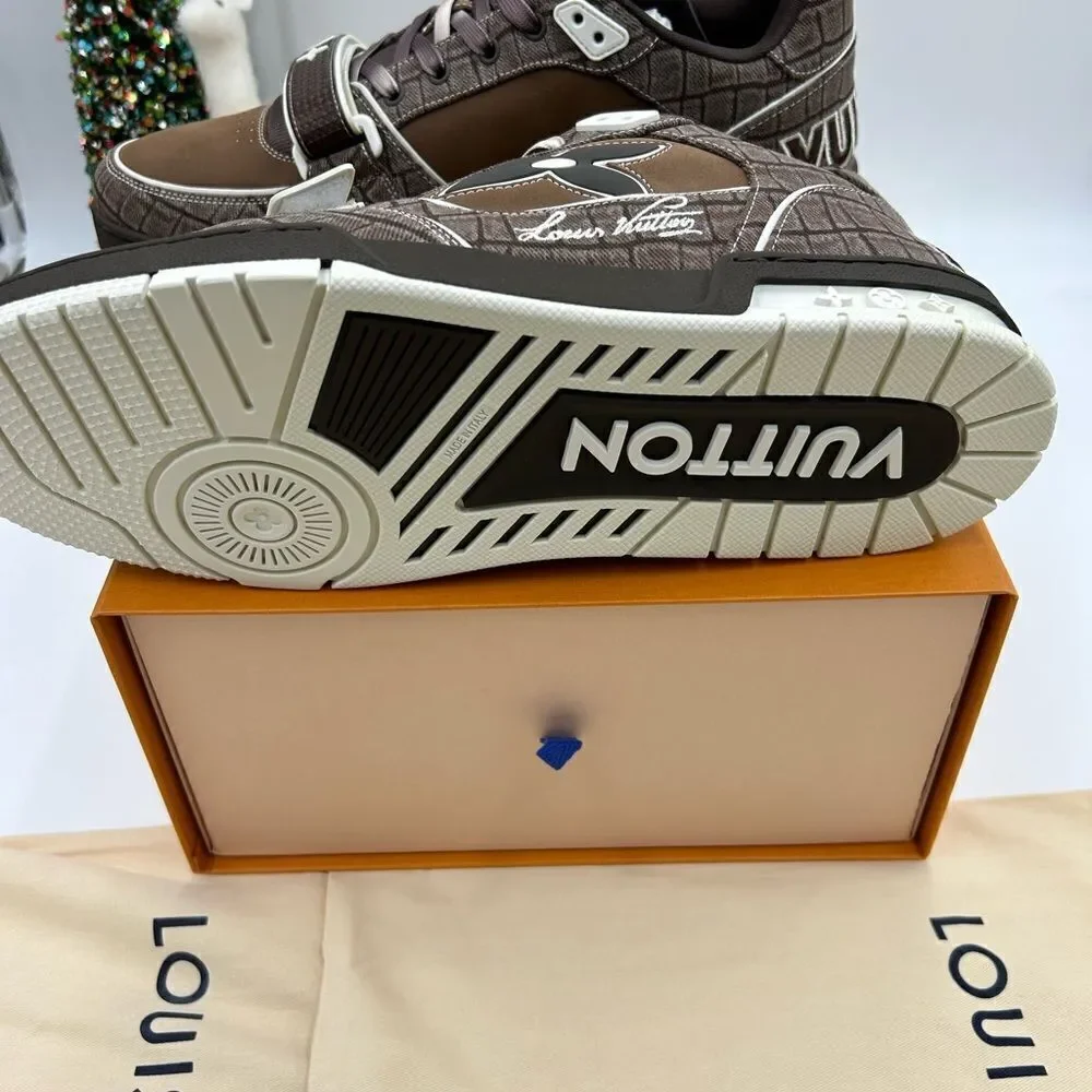 Men’s Louis Vuitton trainer sneakers mocha crocodile print size 11 fits US 12 - Picture 7 of 11